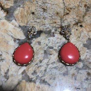 Coral colored Fleur De Lis drop earrings